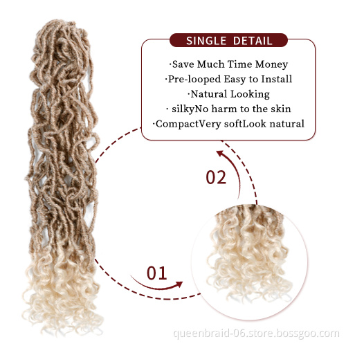 Crochet Hair Goddess LOCS Braid Extension 24" Imitation Soft LOCS Crochet Fabric Curly Hair Imitation LOCS Braid